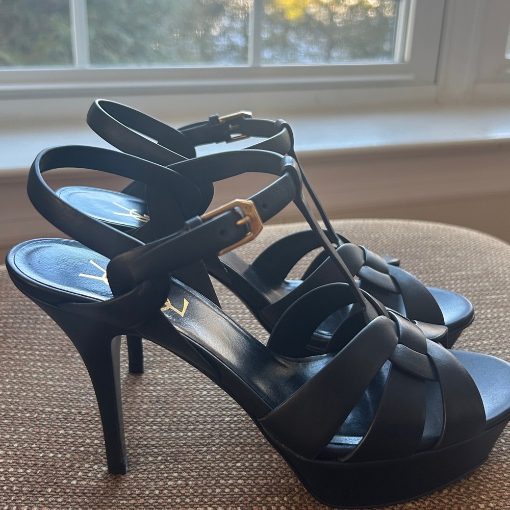 YSL brand new tributes size 37.5 Elegant Black Strappy Heels